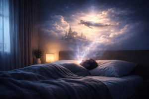persona durmiendo mientras explora sueños lúcidos y ensoñar como herramienta de autoconocimiento